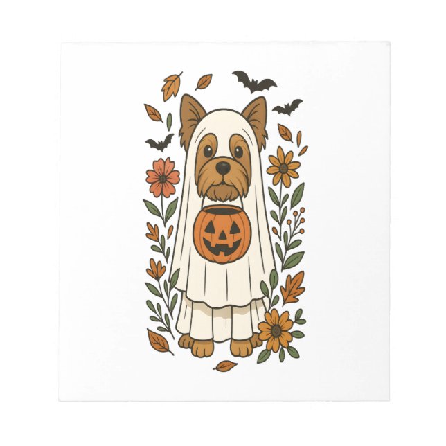Bloc De Notas Flores de Halloween Yorkshire Terrier Halloween (Frente)