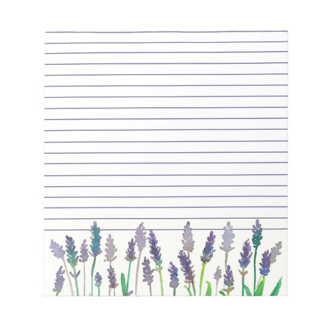 Bloc De Notas Flores de lavanda acuarela alineadas (Frente)