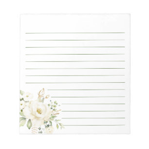Bloc De Notas Flores De Lirio Blanco Flores Orales Peony Feminin
