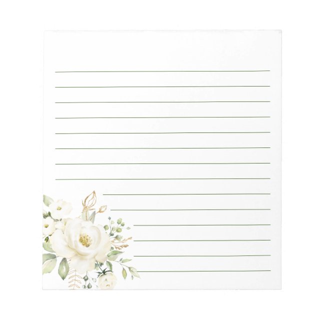 Bloc De Notas Flores De Lirio Blanco Flores Orales Peony Feminin (Frente)