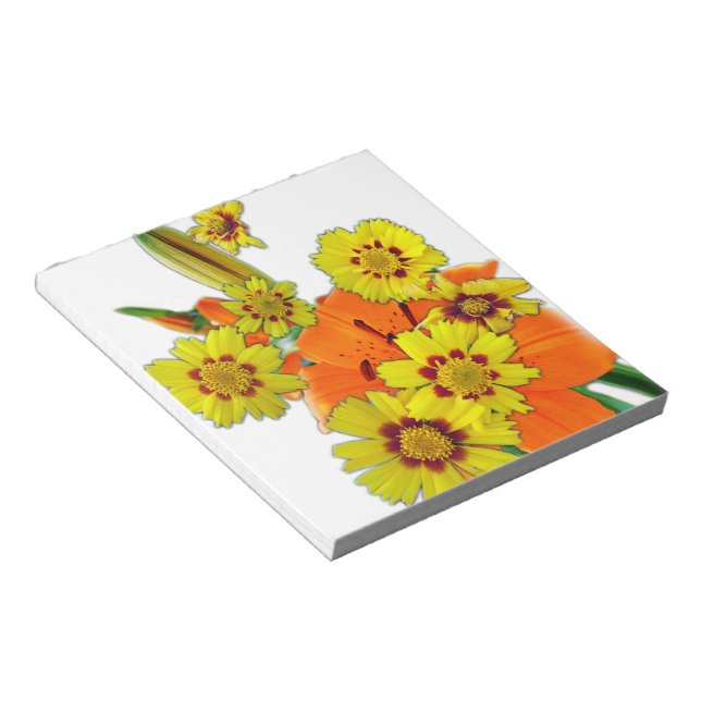 Bloc De Notas Flores de lirio naranja y margarita (Lado Derecho)
