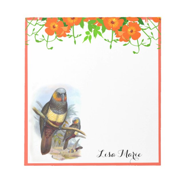 Bloc De Notas Flores de loro y Naranja de época personalizadas (Frente)