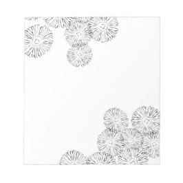 Bloc De Notas Flores de primavera abstractas en blanco y negro