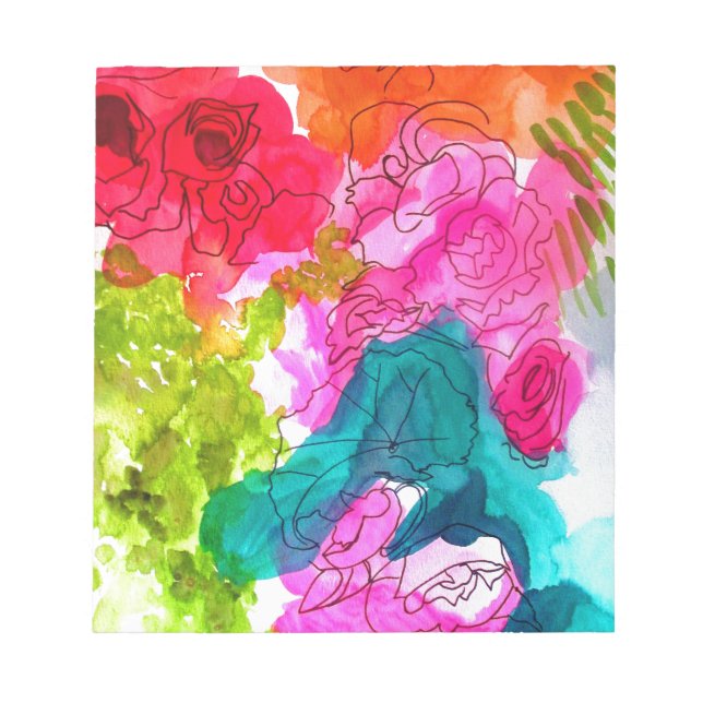 Bloc De Notas Flores de primavera acuarela arte abstracto (Frente)