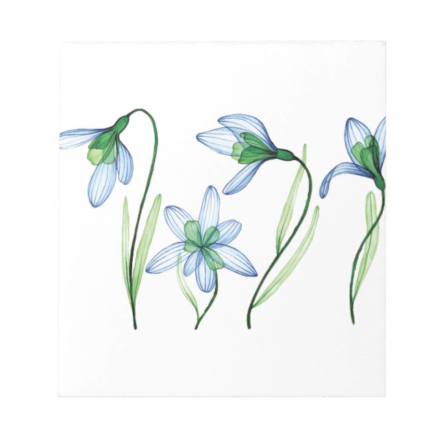 Bloc De Notas Flores de primavera azules (Frente)