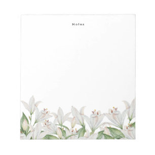 Bloc De Notas Flores de primavera blanca de color de agua de Lil
