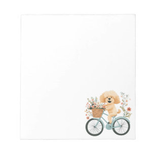 Bloc De Notas Flores de primavera en bicicleta de perro de Cute