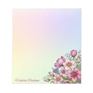 Bloc De Notas Flores de primavera Gradiente Pastel de color de a
