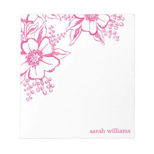 Bloc De Notas Flores estilo Letrpresso Rosa Elegante