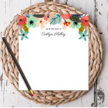 Bloc De Notas Flores multicolor de la mesa de personalidades<br><div class="desc">Este bloc de notas de bonito cuenta con flores multicolores modernas y su personalización. Utilice el formulario de plantilla para agregar el texto.</div>