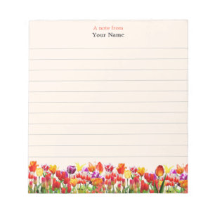 Bloc De Notas Flores multicolores sobre fondo beige claro
