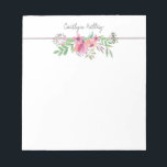 Bloc De Notas Flores pintadas personalizadas<br><div class="desc">Este bonito bloc de notas está decorado con flores acuáticas en tonos verdes,  morados y rosados,  así como con su personalización. Utilice el formulario de plantilla para agregar el texto.</div>