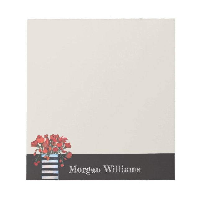 Bloc De Notas Flores rojas con paro rayado (Frente)