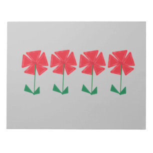 Bloc De Notas flores rojas sobre relleno de medias de fondo gris