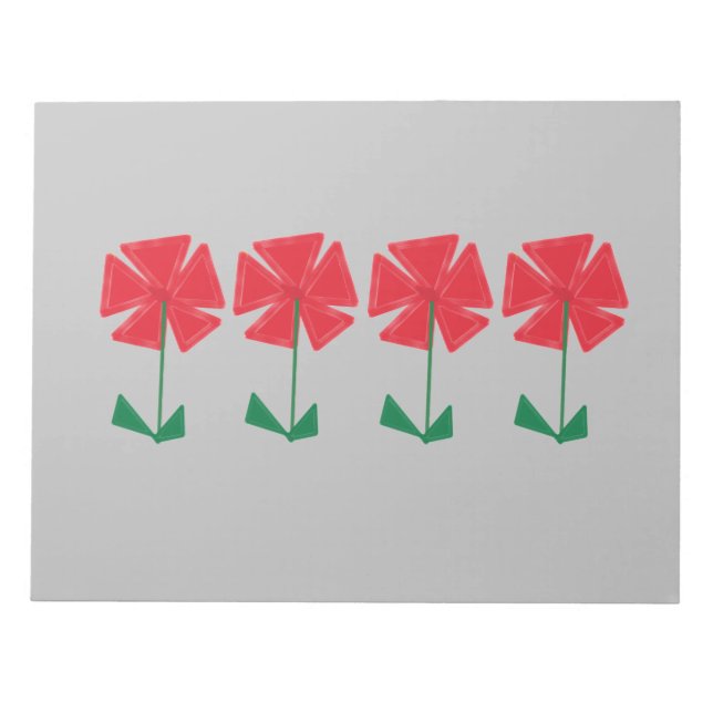 Bloc De Notas flores rojas sobre relleno de medias de fondo gris (Frente)