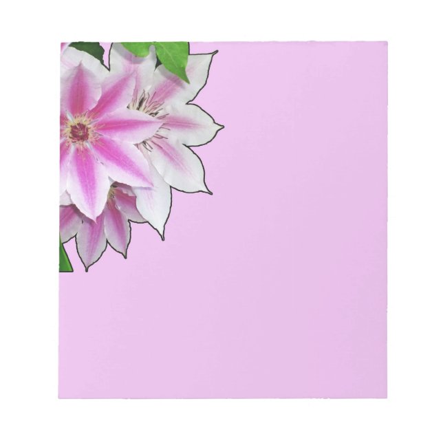 Bloc De Notas Flores rosa y blanca de clematis (Frente)