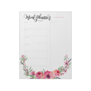 Bloc De Notas Flores rosadas personalizadas para el planificador