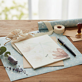 Bloc De Notas Flores rosas y libélula