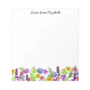 Bloc De Notas Flores silvestres coloridas Cute nombre personaliz