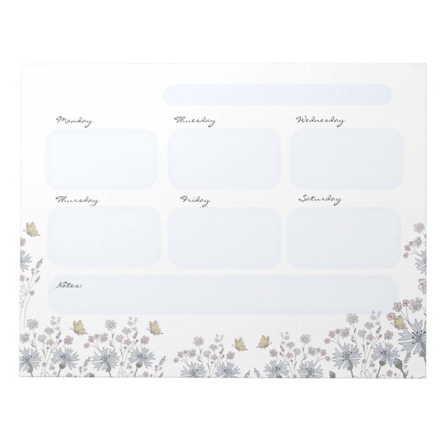 Bloc De Notas Flores silvestres con mariposa (Frente)