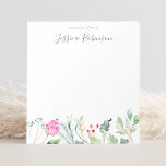 Bloc De Notas Flores silvestres de color acuático nombre persona<br><div class="desc">Crea tu propio bloc de notas floral de acuarela personalizado con tu nombre personalizado.</div>