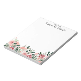 Bloc De Notas Flores silvestres de color de agua floral Nombre p