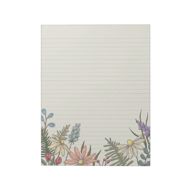 Bloc De Notas Flores silvestres Floral Stationery Lined Notepad (Lado Izquierdo)