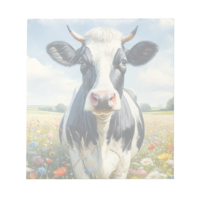 Bloc De Notas Flores silvestres Holstein Dairy Cow (Frente)