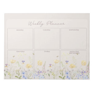 Bloc De Notas Flores silvestres, planificación semanal floral