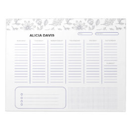 Bloc De Notas Flores simples y elegantes de blanco negro