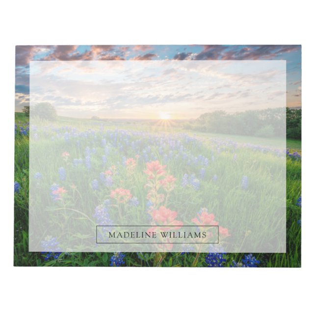 Bloc De Notas Flores | Texas Bluebonnets y pincel indio (Frente)
