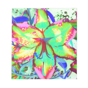 Bloc De Notas Flores tropicales de lirio rosa verde y colorido
