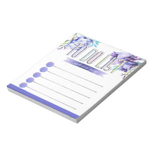 Bloc De Notas Flores violeta color de agua organizada para hacer