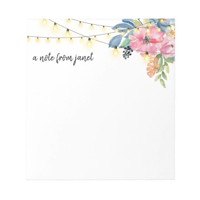 Bloc De Notas Flores y cadenas de luz personalizadas (Frente)