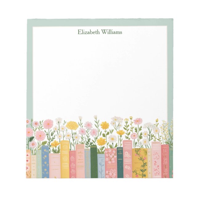 Bloc De Notas Flores y Libros Bonitos  (Frente)