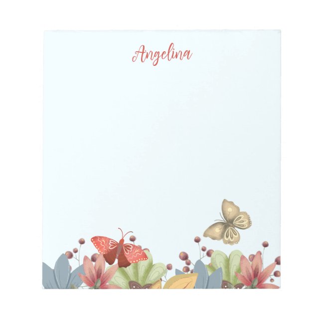 Bloc De Notas Flores y Mariposas del Arte Popular (Frente)