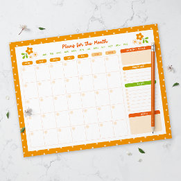 Bloc De Notas Flower Polka Dots Monthly Planner