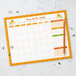 Bloc De Notas Flower Polka Dots Monthly Planner