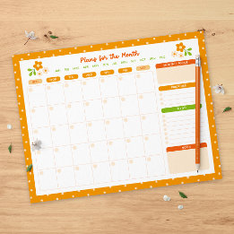 Bloc De Notas Flower Polka Dots Monthly Sunday Start Planner