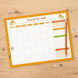 Bloc De Notas Flower Polka Dots Monthly Sunday Start Planner