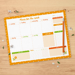 Bloc De Notas Flower Polka Dots Weekly Monday Start Planner