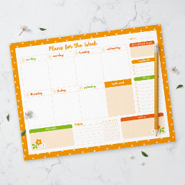 Bloc De Notas Flower Polka Dots Weekly Sunday Start Planner