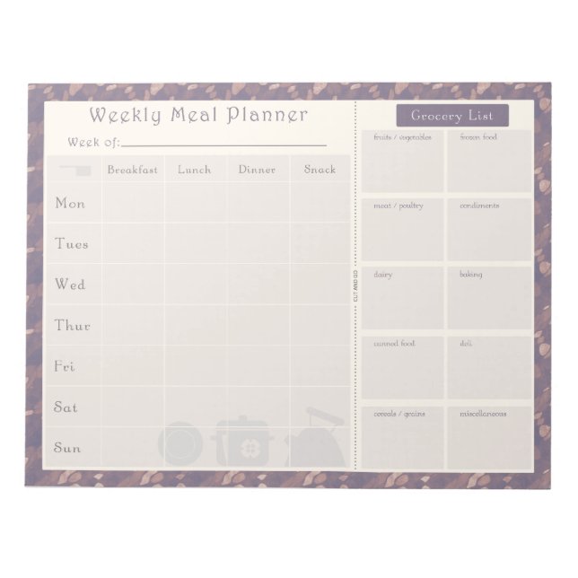 Bloc De Notas Flujo púrpura del planificador de comidas (Frente)