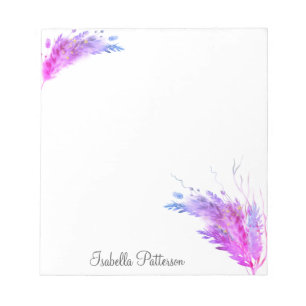 Bloc De Notas Foliaje de Grass Boho Pampas Pink Modern Púrpura
