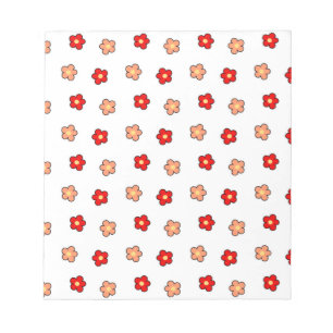 Bloc De Notas Fondo blanco del patrón de flor roja rosado precoz