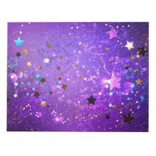 Bloc De Notas Fondo de Relieve metalizado púrpura con estrellas