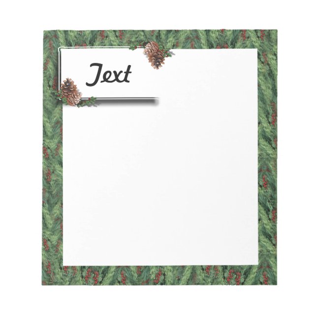 Bloc De Notas Fondo del árbol de Navidad con etiqueta (Frente)