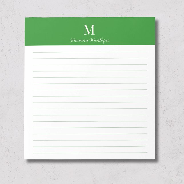 Bloc De Notas Forest Green Classic Personalized Monogram Lined (Subido por el creador)