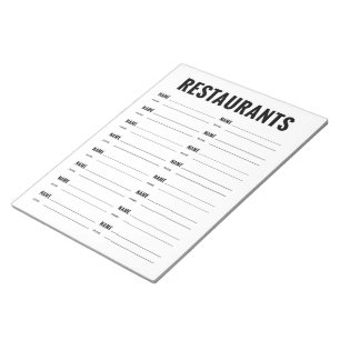 Bloc De Notas Forma de organización de los restaurantes