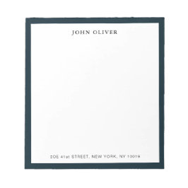 Bloc de notas formal con borde azul marino